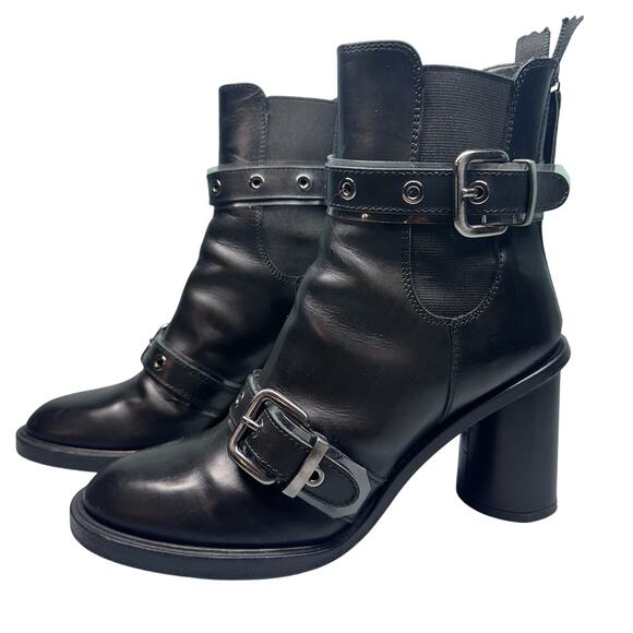 AGL Attilio Giusti Leombruni Womens Boots Black Leather Buckle 38.5 US 7.5 Moto - Picture 1 of 16